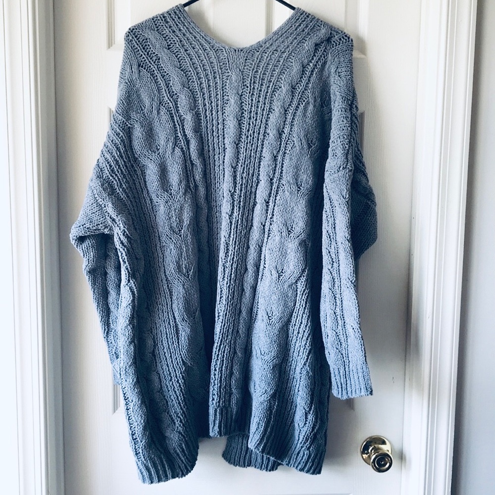 *NWT* Steel Blue Chunky Cable Cardigan - Picture 4 of 5